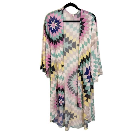 Lilypad Other - Lilypad Swimswear Cover Up Kimono Wrap Womens 2X Geometric Sheer Beach Summer